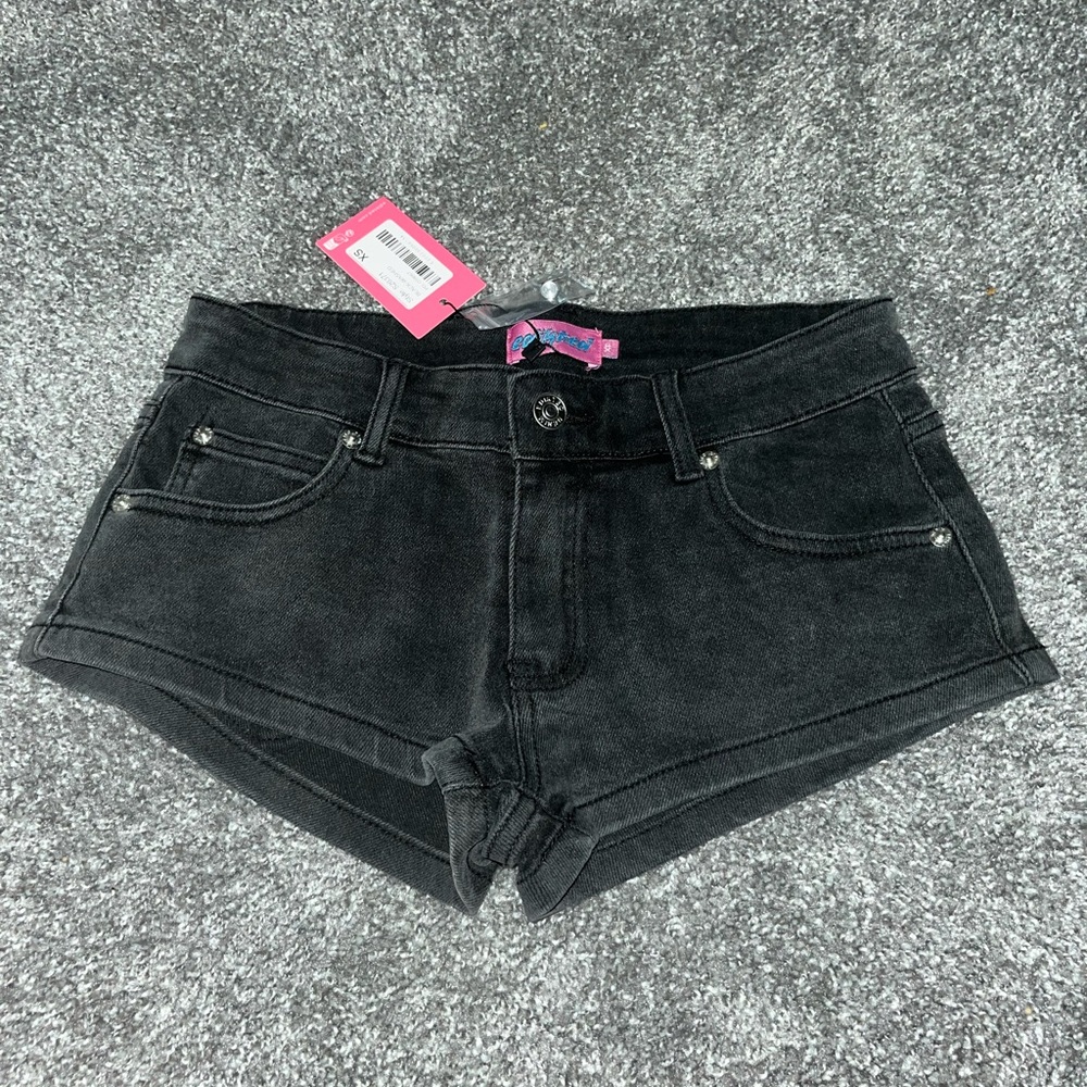 Edikted Black denim jean shorts